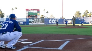 Nevada Army National Guard Lt. Col. Neil Oscarson throws first pitch at baseball game