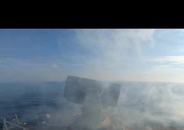 Slow Motion Footage USS Gunston Hall Firing Rolling Airframe Missile