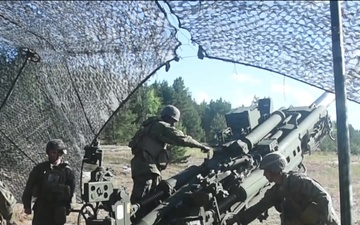 Marines fire M777 Howitzer during Saber Strike 18