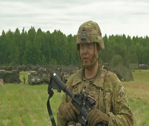 US Soldier returns to birth country, participates in Saber Strike exercise (B-Roll with interview)