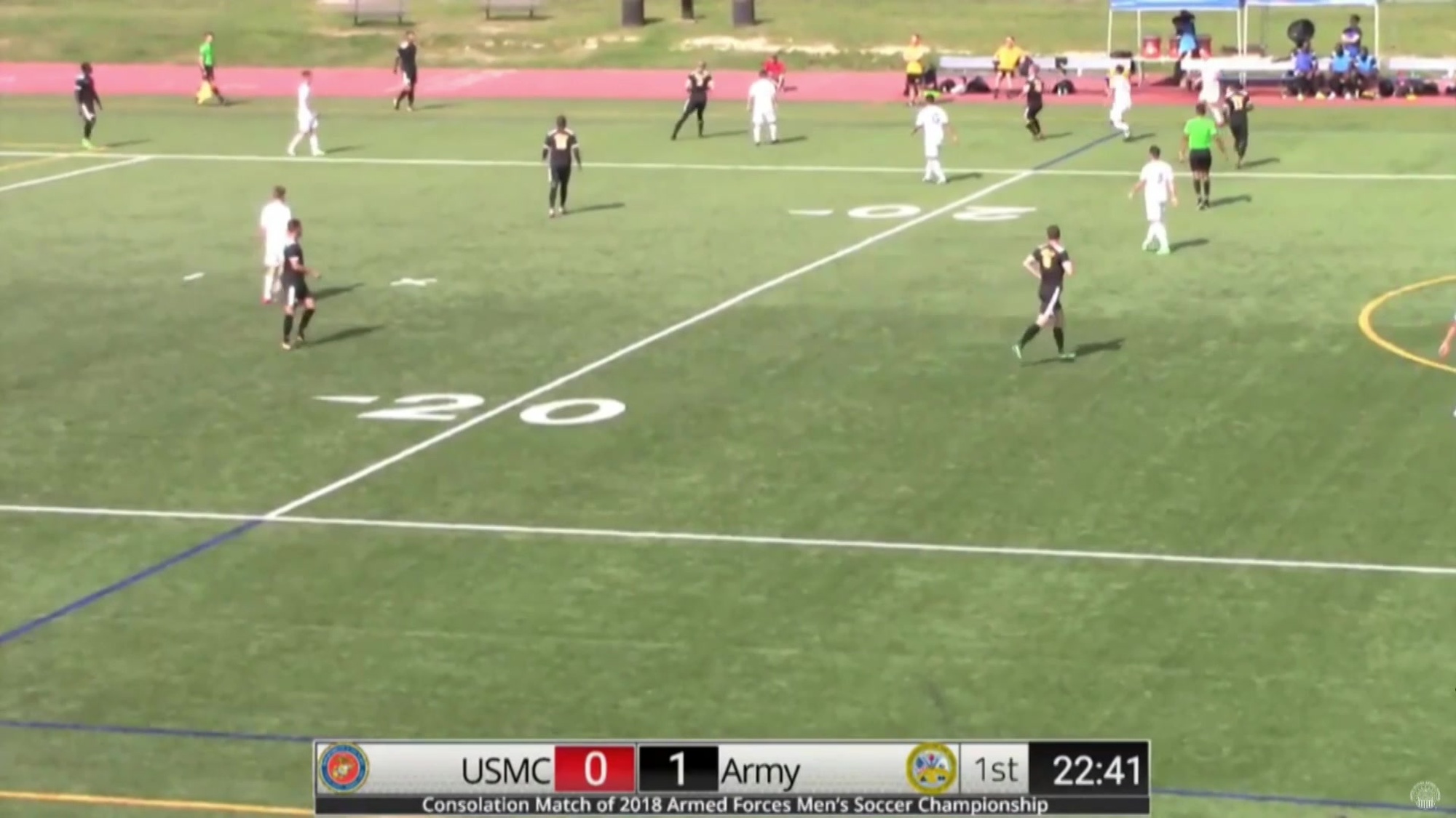 First Half of the Consolation Match of the 2018 Armed Forces Men&#39;s Soccer Championship featuring Army versus Marine Corps.  Match begins at 9:00 am EST on June 9th, 2018, at Fort Bragg, N.C.<br /><br />Part 1 of 2