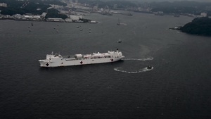 USNS Mercy Departs Yokosuka (B-Roll)