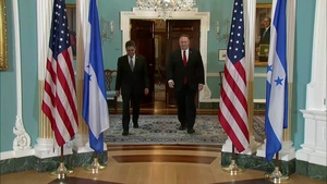Secretary of State Pompeo Camera Spray with Honduran President Hernandez