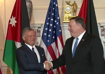 Secretary of State Mike Pompeo camera spray with King of Jordan