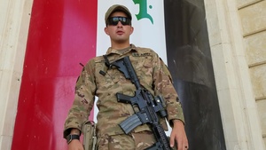 Pfc. Brandon Brito sends a shoutout to the L.A. Dodgers
