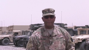 Master Sgt. Daniel Palermo gives a shout out to the New York Yankees