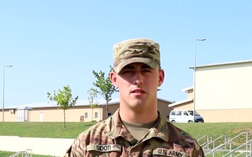 Pvt. Scott Sidoti gives a 4th of july shout out