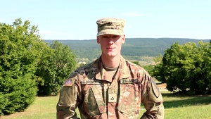 Pfc. Evan Brown gives a 4th of July shout out