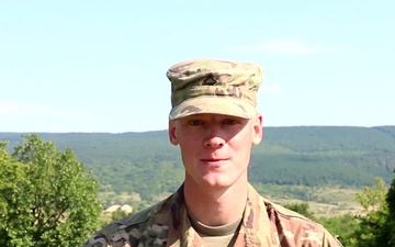 Pfc. Evan Brown gives a 4th of July shout out