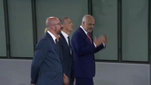 Leaders Walking Back From Ceremony