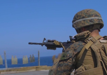26th MEU Marines aboard the USS Oak Hill particpate in a CMP shoot