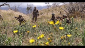 Japanese Soldiers, Tongan and U.S. Marines work together on Island of Hawaii during RIMPAC