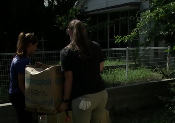 Single Marine Program volunteers from MCAS Iwakuni help Japanese neighbors with flood damage cleanup (B-Roll)
