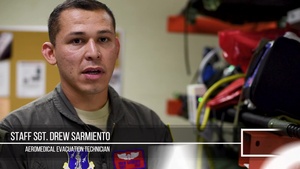 For Staff Sgt. Drew Sarmiento, his training and perserverance has paid off, and he can now hit the skies as an Aeromedical Evacuation Technician.
