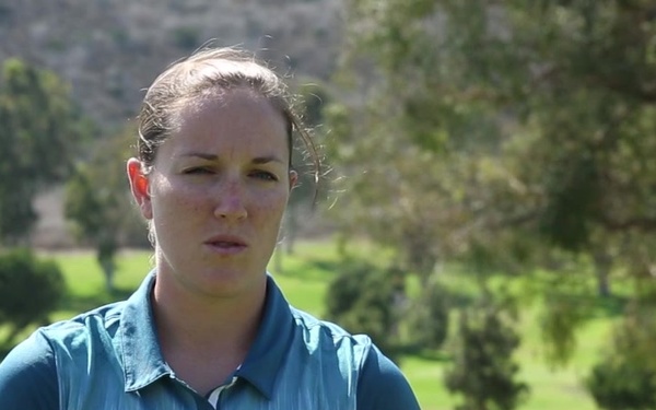 Marine speaks about challenge and camaraderie found in professional golf (B-Roll)