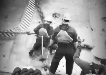 Coast Guard Cutter Oak tending sea buoys in New England