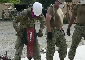 SeaBees, Army Corp Units Conduct Airfield Damage Repair exercise B Roll