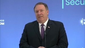 Secretary Pompeo delivers a statement to the press at the conclusion of the Ministerial to Advance Religious Freedom, at the Department of State