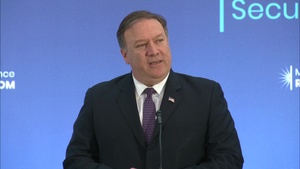 Secretary Pompeo delivers a statement to the press at the conclusion of the Ministerial to Advance Religious Freedom, at the Department of State - German