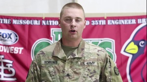 Missouri Army National Guard soldier gives shoutout
