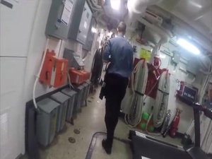 Walking on an angle in HMCS Ottawa during RIMPAC 2018