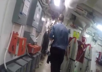 Walking on an angle in HMCS Ottawa during RIMPAC 2018