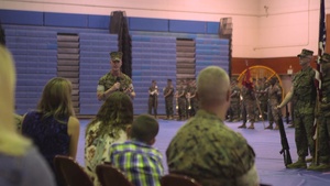 Sgt. Maj. Jason B. Hammock relieves his post as MACS-4 Sergeant Major