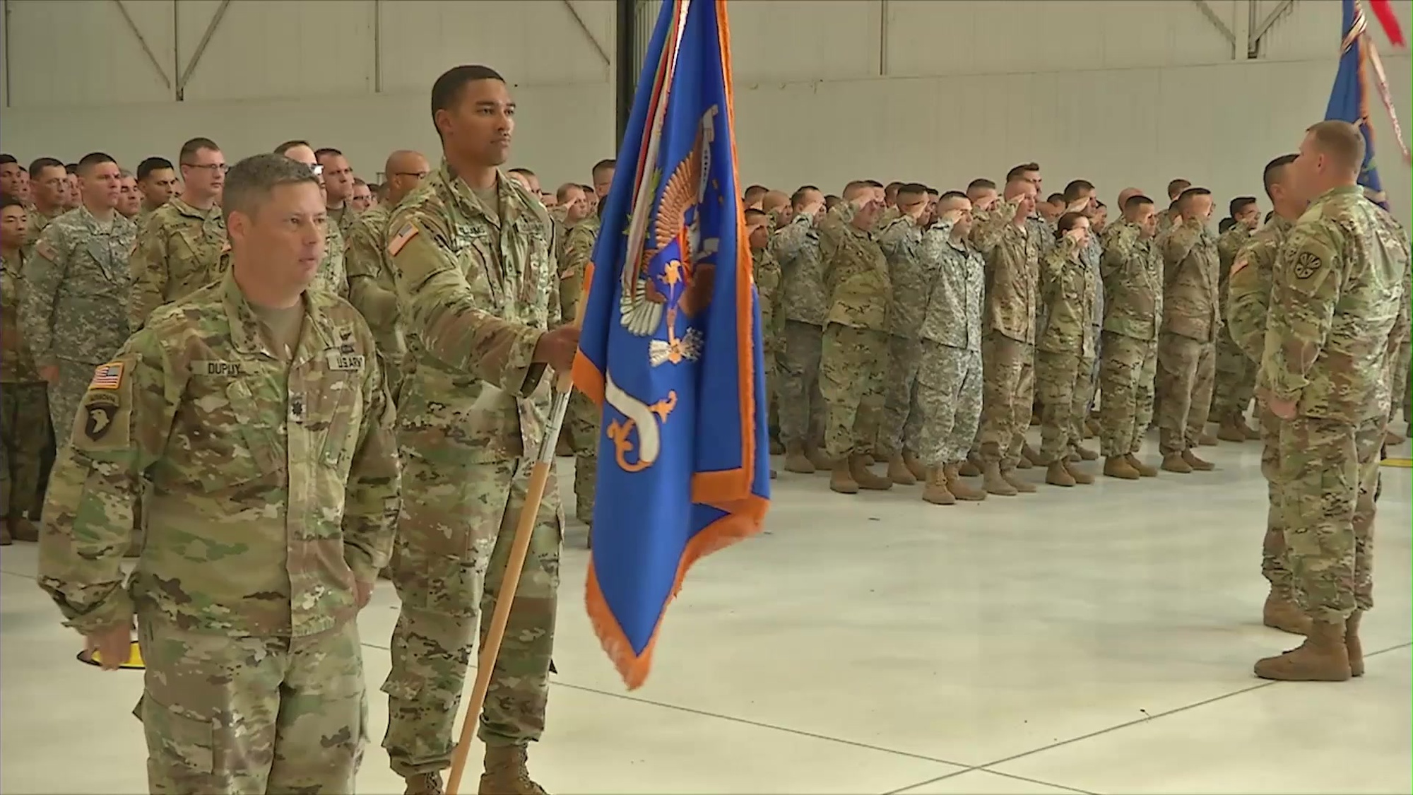 The 1-285 Attached Recon Battalion held their flag casing ceremony on August 4th, 2018 at the Western Army National Guard Aviation Training Site in Marana, Arizona. This flag casing was due to the recent Aviation Restructuring Initiative.<br /><br />SB1 (00:15): Colonel Greg Hartvigsen, Incoming Commander, 98th Aviation Troop Command<br /><br />SB2 (00:34): Major General Michael T. McGuire, Adjutant General, Arizona National Guard