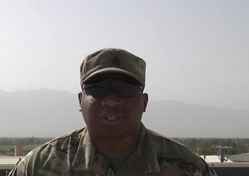 Sgt. 1st. Class Kenneth Humphrey sends a back to school greeting to his family