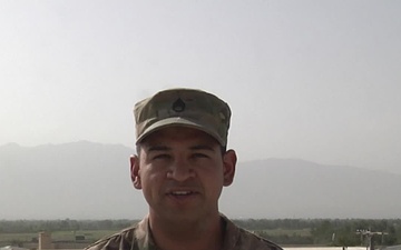 Staff Sgt. Michael Valles sends a back to school greeting to his family
