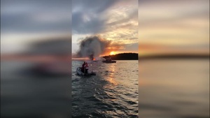 Coast Guard Station Scituate coordinates boat fire rescue