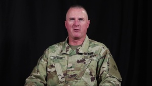 Brig. Gen. Francis McGinn, Land Component commander, MA National Guard wishes USARCENT a happy 100th Birthday
