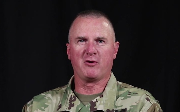 Brig. Gen. Francis McGinn, Land Component commander, MA National Guard wishes USARCENT a happy 100th Birthday