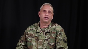 Brig. Gen. Russell A. Rushe, Assistant Adjutant General for Air, South Carolina Air National Guard, wishes USARCENT a happy 100th Birthday