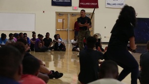 Marine Martial Artists conduct demo for Mallard Creek High School