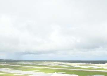 A B-52 and a P-8A Take Off