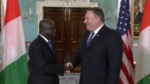 Secretary Pompeo meets with Cote d’Ivoire Foreign Minister Marcel Amon-Tanoh, at the Department of State. (Camera Spray)