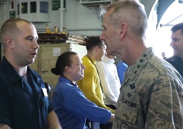 The commander of U.S. Northern Command visited the amphibious  assault ship USS Kearsarge (LHD 3)