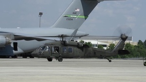 B-Roll Conn. National Guard Black Hawk Airlifts Airmen to Kinston North Carolina
