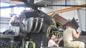 Company D, 1st Battalion, 3rd Aviation Regiment (Attack Reconnaissance) conduct 500 hours phase maintenance on a AH-64 Apache