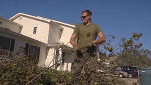 U.S. Marines clear debris at Camp Lejeune after Hurricane Florence