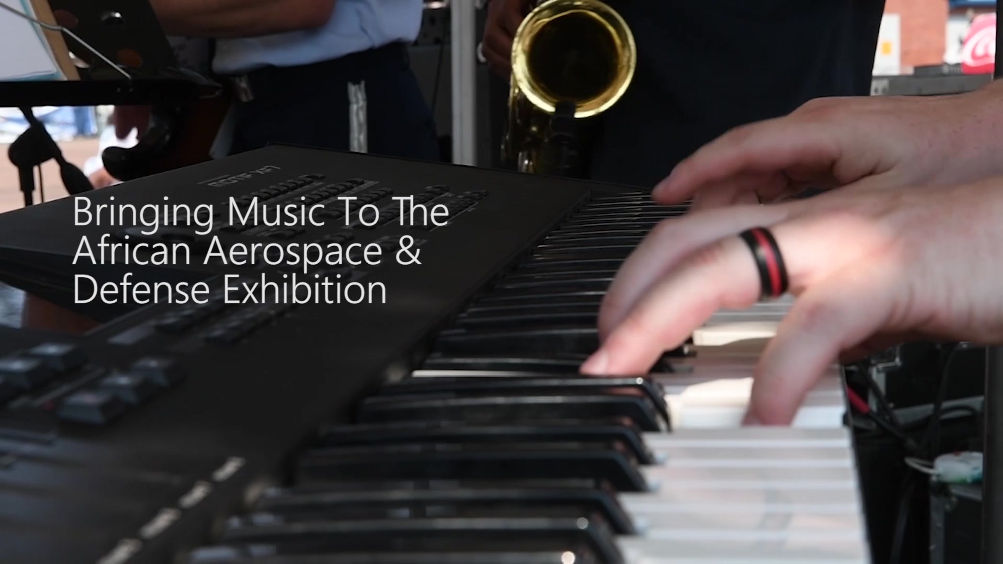 The USAFE-AFAFRICA Band performing in South Africa during the African Aerospace & Defense Exhibition 2018.