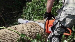 North Carolina guardsmen help remove fallen trees after Hurricane Florence