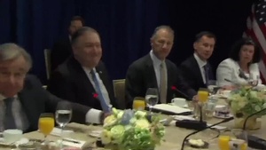 Secretary Pompeo camera spray with UN Security Council permanent members