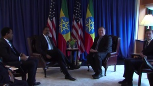 Secretary Pompeo camera spray with Ethiopian Foreign Minister Workneh Gebeyehu
