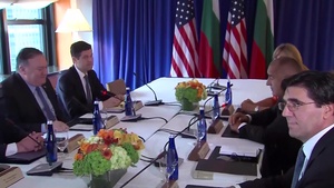 Secretary Pompeo camera spray with Bulgarian Prime Minister