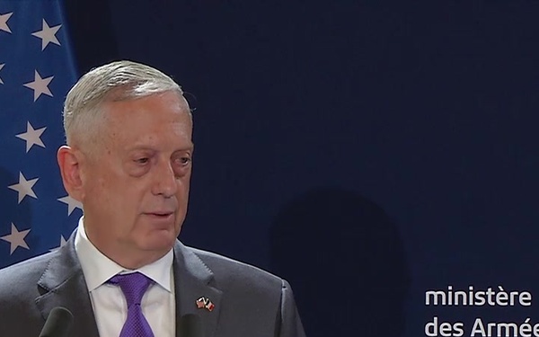 James Mattis, U.S. Secretary of Defense and Florence Parly, French Minister of the Armed Forces presser