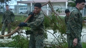 31st MEU Marines assist cleaning debris on Rota after Typhoon Mangkut