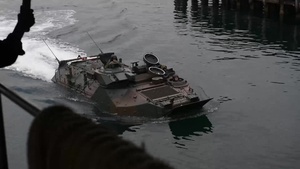 KAMANDAG 2, BROLL of Japan Ground Self Defense Force (JGSDF) AAV recovery and launch aboard, USS Ashland