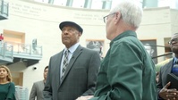Sgt. Maj. John Canley (Ret) tours the National Museum of the Marine Corps